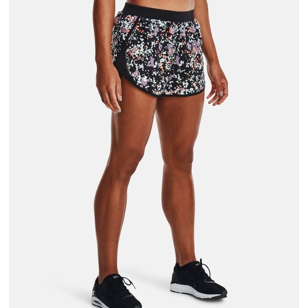 Under Armour Women's UA Fly-By 2.0 Printed XS Shorts‎ 1350198-009 - Black NWT